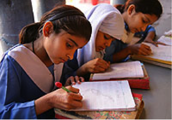 Girls studying